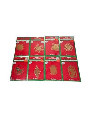 Needleform Gold’n Cross Stitch 24KT Plated Ornaments Lot of 8 Vintage SEALED